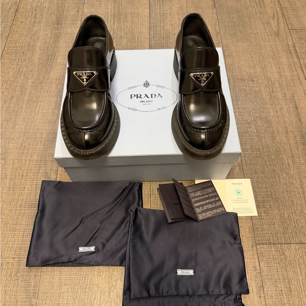 Prada Brushed Leather Loafers